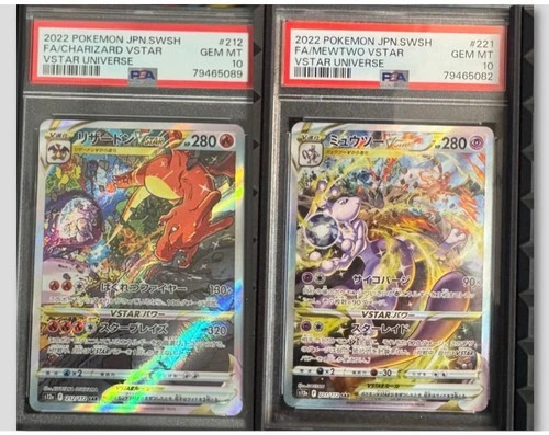 PSA 10 GEM Charizard 212/172 - Mewtwo 221/172 SAR VSTAR  Pokemon Sequential Set