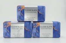3 Bath & Body Works Men's CLEAN SLATE Shea Butter Cleansing Bar Soap 5 oz READ