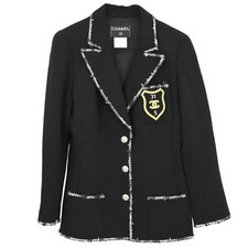 Chanel Emblem Single Breasted Jacket Black 05C #38 146184
