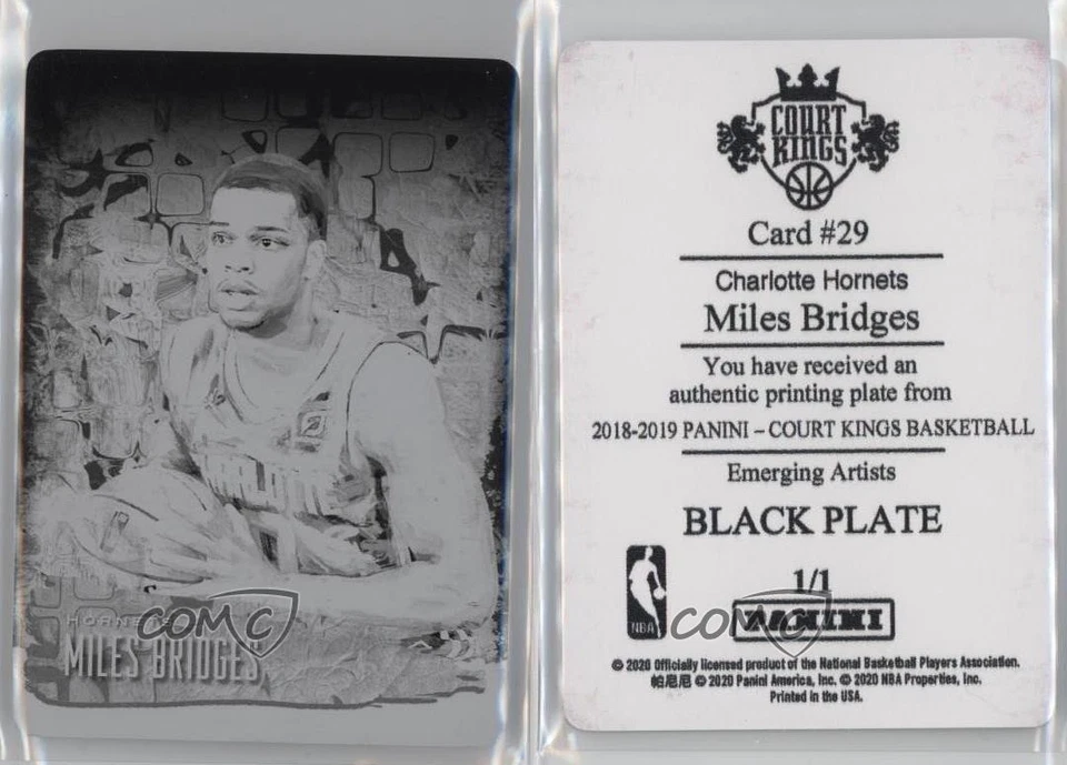 2018-19 Panini Court Kings Printing Plate Black 1/1 Miles Bridges Rookie RC 17a5 - Image 3 of 3