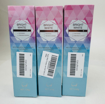 3X HUNMUI Bright White Toothpaste Nicotinamide Dazzle White100g Exp 02/2028