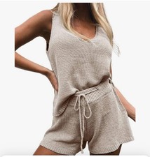 KNIT LOUNGE Set NWOT 2 Piece Beige Small