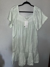 Wonderly Boho Dress Short Sleeve Mint Green Smocked Size M