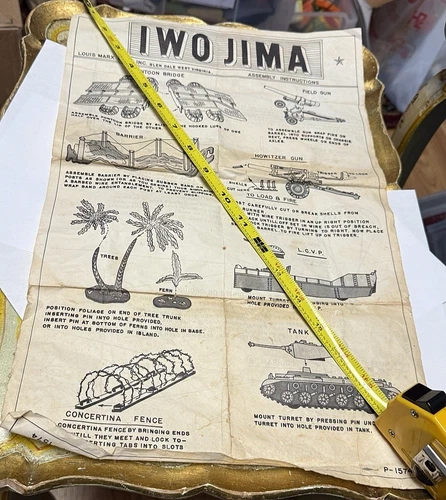 VINTAGE MARX IWO JIMA  INSTRUCTION SHEET P-1574 17 X 11  2 SIDED  GENUINE