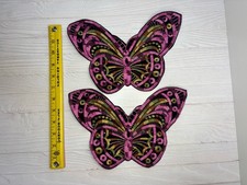 2 Butterfly Hand Made Stitched Sew On Patches Large 10  Across