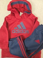 Adidas Hoodie Pullover  Track Pants Set Boys 12 Months Classic Navy Red Logo