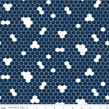 Riley Blake Honey Bees Honeycomb Quilting Fabric by the yard Cotton Blue C15135