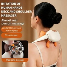 Vibrant Orange Wireless Neck And Shoulder Massager For 3 Modes Relief With Heat