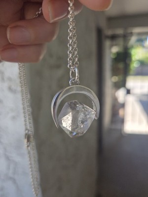Tessa Rand Jewelry Spinning Quartz Handcrafted Sterling Silver Pendant Necklace