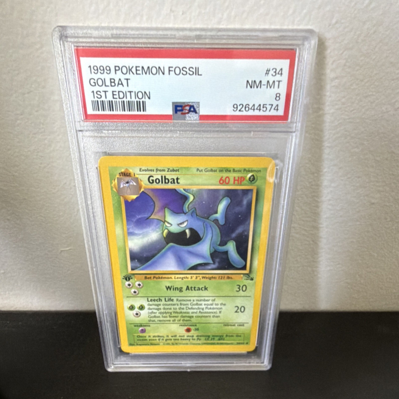 Pokémon Golbat 1st Edition Uncommon Regular 34/62 Fossil PSA 8
