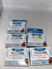 5 Pack FeverAll Infants' Acetaminophen 80mg Rectal Suppositories Ex 04/30/26++