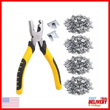 1200Pc Wire Cage Clips with Hog Ring Pliers for Bird Rabbit Chicken Quail Fence