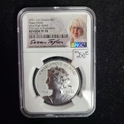 2021 CANADA REVERSE PROOF SILVER PEACE DOLLAR NGC PF70 FDI TAYLOR SIGNED