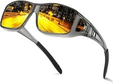 Night Vision Pro Driving Glasses Anti-Glare Polarized Wear Over Yellow Lens A