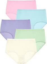 NWOT Womens Assorted Comfort Choice 5 Pair Pack Cotton Brief Panties Size 15