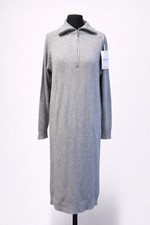 Grey Zip-Neck Knit Midi Dress – New with Tags