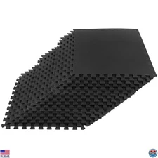 Stalwart EVA Foam Mat Tiles - 18 Interlocking Pads, 72 SQ FT Black Flooring