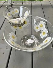 Vintage Chip And Dip Bowl Set DAISIES