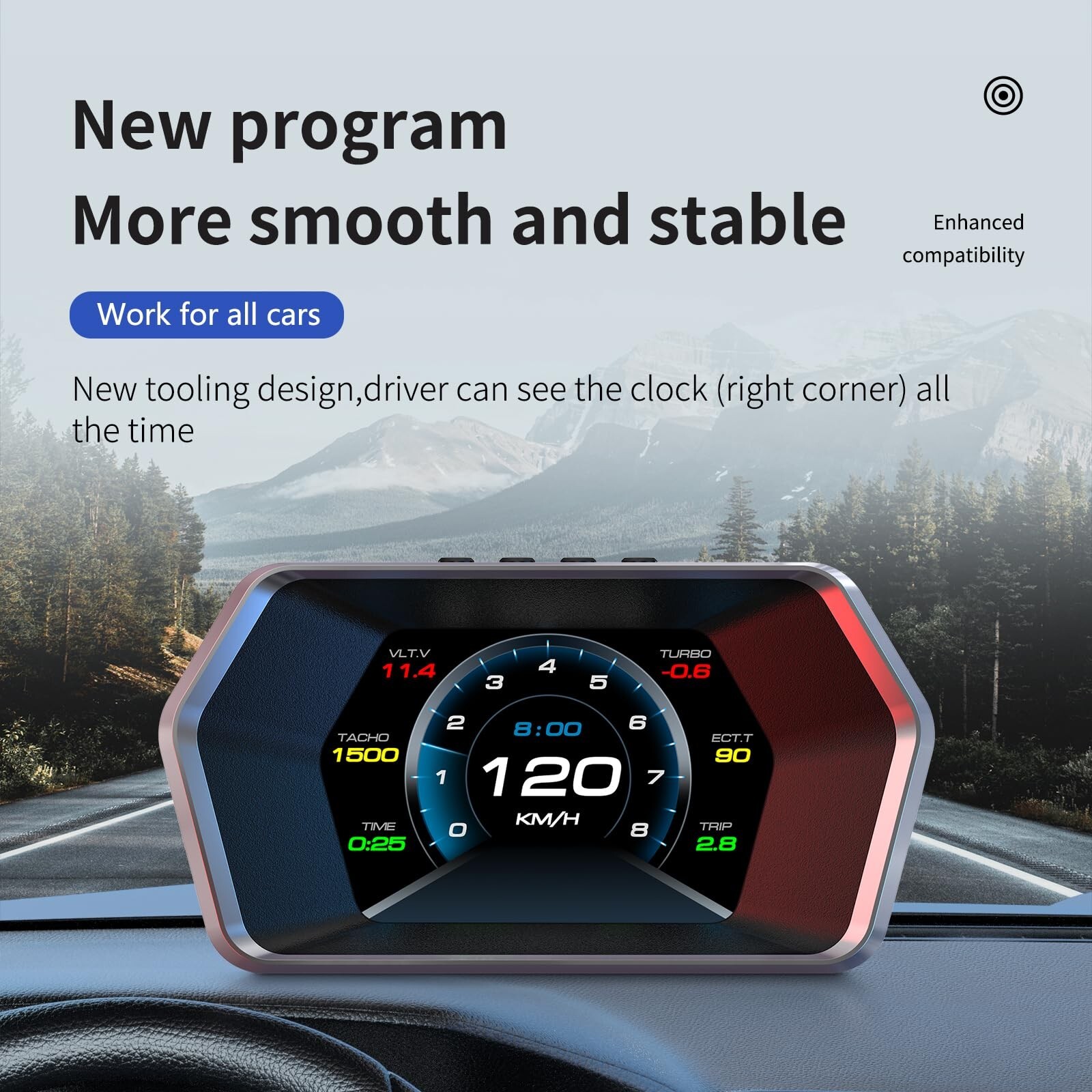 Heads up Display P17, Car Smart obd2 Gauge Display, GPS Speedometer with Vehi...