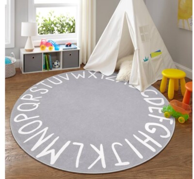 ABC Round Rug for Kids Bedroom, Alphabet Area Rug Circle Washable Rug (40 )