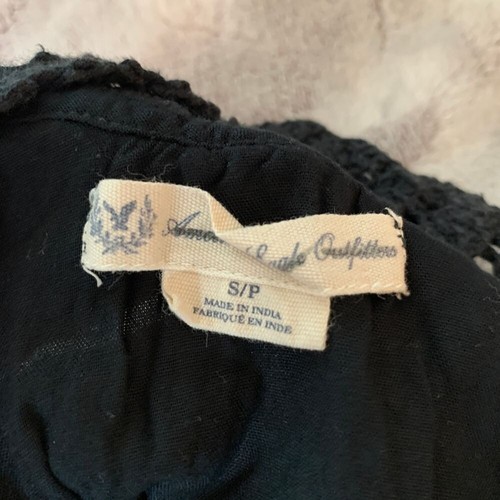 American Eagle Dress Womens Small Black Embroidered Crochet Back Sleeveless Y2K - Picture 5 of 6