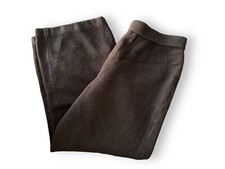 ST. JOHN Santana Knit Wide Leg Crop Pants Darkest Brown Wool Blend size 10