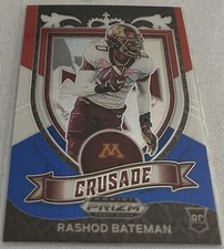 2021 Prizm Draft Football Rashod Bateman Minnesota Crusade Red White Blue Rookie
