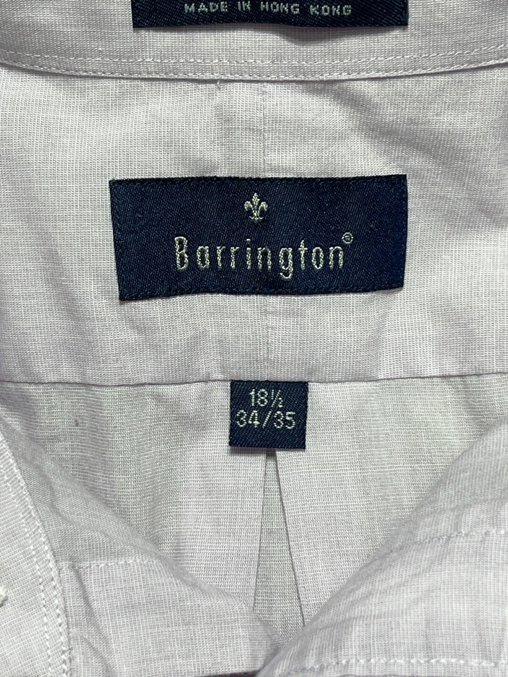 复古 Barrington 纽扣衬衫男式 18.5 34/35 紫色牛津 — 第 2/4 张图片