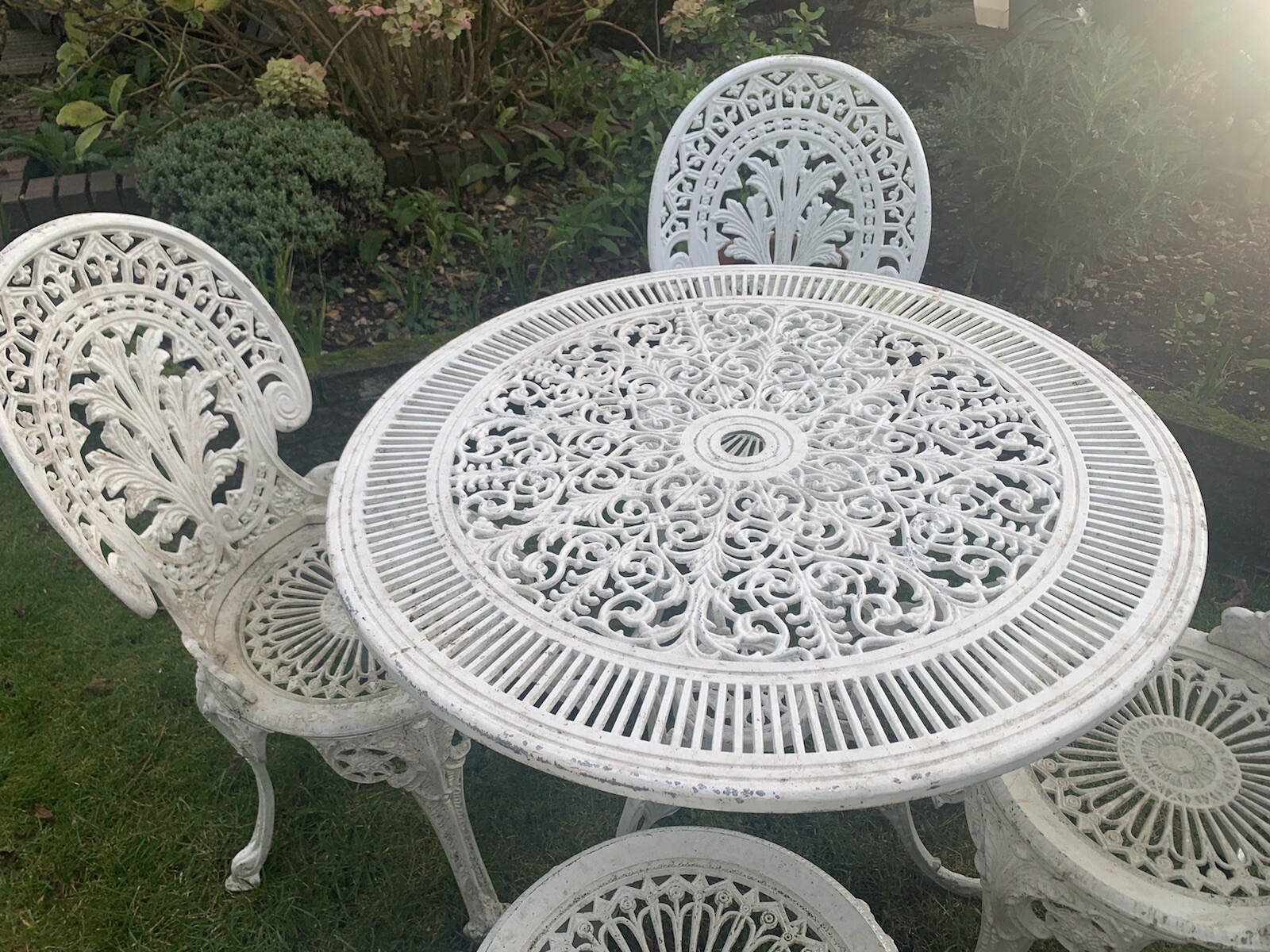 Victorian Style White Garden Table And Four Chairs eBay