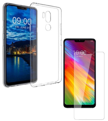 For LG G7 THINQ CLEAR CASE + TEMPERED GLASS SCREEN PROTECTOR SHOCKPROOF COVER - Picture 1 of 12