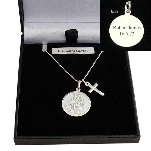 Pendentif Homme Argent Collier Saint Christophe Eusense - Argent 925 (chaîne Incluse) Saint Christophe Pour Voiture