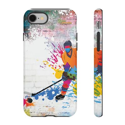 Colorful Hockey Case, Tough Phone Case, Sports Lover Gift, Hockey Player Design