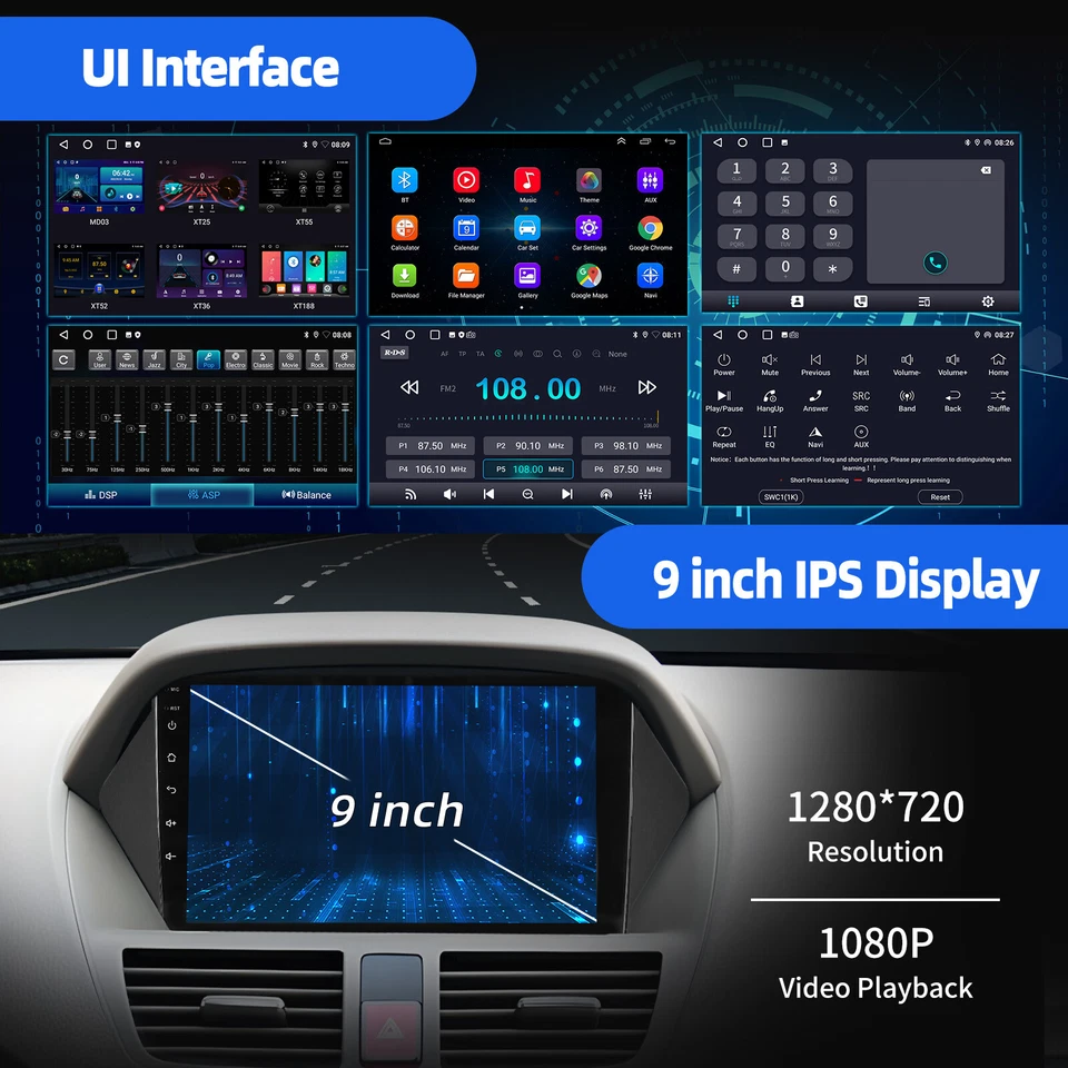 Android 14 For 2007-2013 Honda Acura MDX Car Stereo Radio GPS Navi WIFI RDS 32G - Image 4 of 4