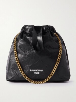 BALENCIAGA Crush XS Black/Gold Leather Shoulder Bag New | eBay