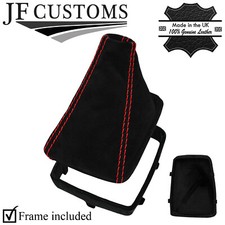 Rot Stich Wildleder Manuell Gang Manschette+Plastik Rahmen Fr Audi A4 B7