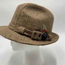 Stetson Fedora 7 1/8 Brown Tweed Hat Vintage