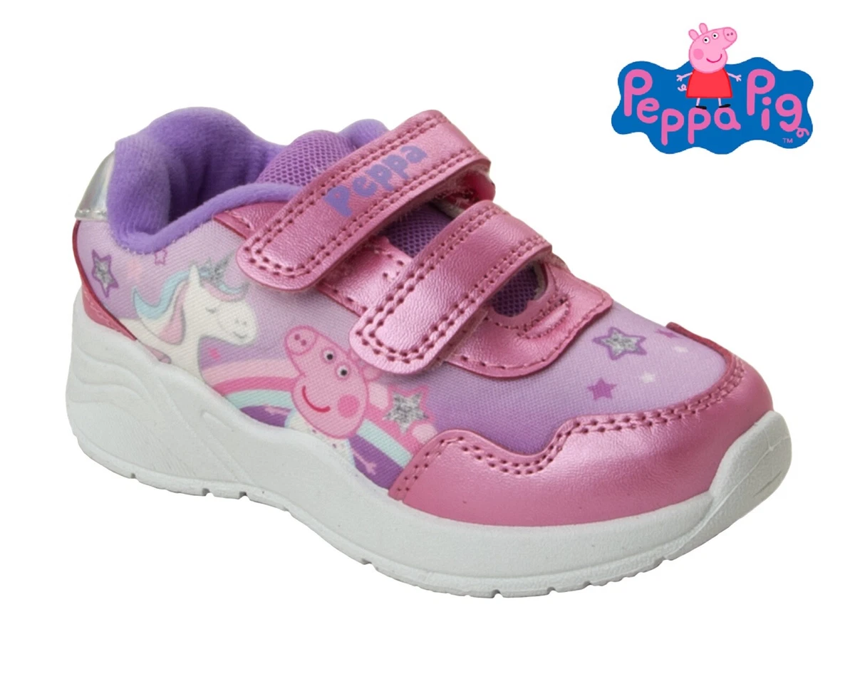 GIRLS PEPPA PIG PINK RAINBOW TRAINERS CASUAL SHOES KIDS SNEAKERS