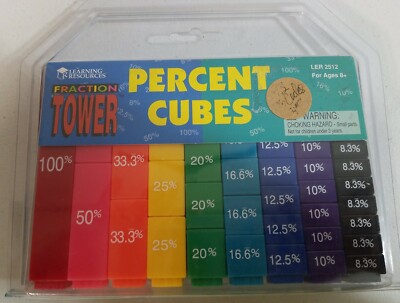 Learning Resources Fraction Tower Percentage Cubes Interlocking Cubes Homeschool