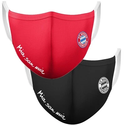 Maske Mund- Nasenmaske FC Bayern München Gesichtsmaske rot schwarz Logo FCB