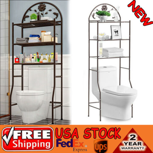 Stylish 3-Tier Bronze Toilet Rack for Efficient Bathroom Storage