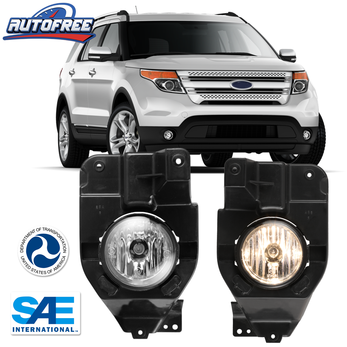 Pair Front Fog Lights For 2011-2012-2013-2014-2015 Ford Explorer - Clear Lens H11