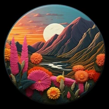 Wildflower Patch Iron-on Applique Clothing Scenic Nature Badge Mountain        