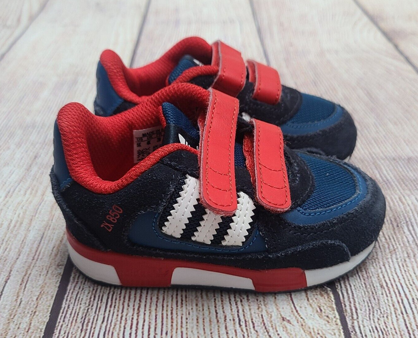 Sneakers Toddler Size 5k Navy Blue Red White Hook & Loop