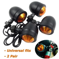 4X Black Motorcycle Turn Signal Lights Mini Bullet Blinker Amber Indicator Light