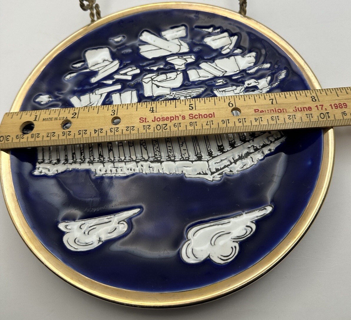 Hand Made Tassoulis Ceramics Greek Parthenon Blue & White Wall