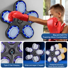 Music Boxing Machine, Smart Bluetooth Wall Boxing Punching Pad 9 modes w/Gloves