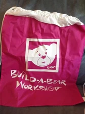 BUILD A BEAR PINK GIRLS NYLON DRAWSTRING BAG - GENTLY USED