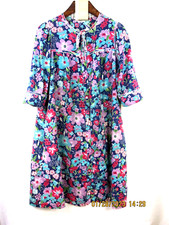 AT HOME WEAR SEARS VTG SZ L Made USA Snap On Floral Semi Sheer Robe House Gown