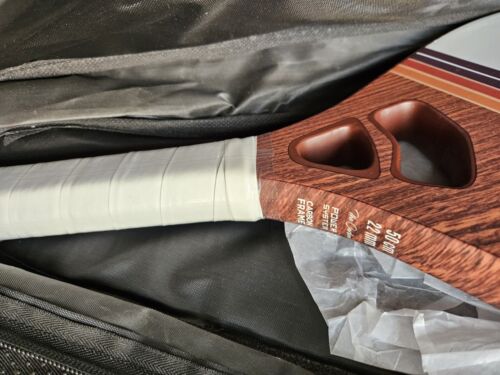 Insum Beach Culture Retro Color Tennis Racket Carbon W/ Wood Grain 50cm 22mm - Picture 2 of 3