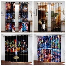 Schlafzimmer 3D Star Wars Blickdicht Vorhänge Ösen Kinder Verdunklung Vorhang 2x